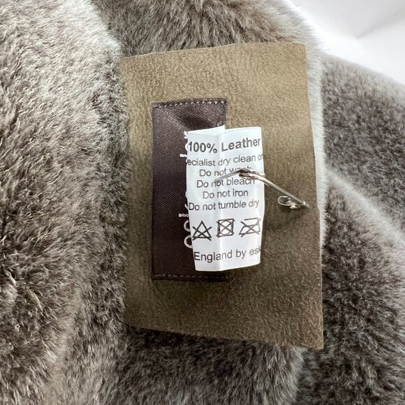 ESKANDAR Dark Olive Suede Leather Shearling Stand Collar Coat 0 - Picture 7 of 9